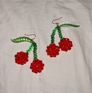 beaded cherry earrings